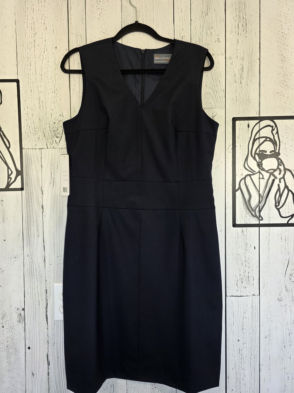 Biz Corporates Wool Blend Sheath Dress Dark Navy Size 10 NWT